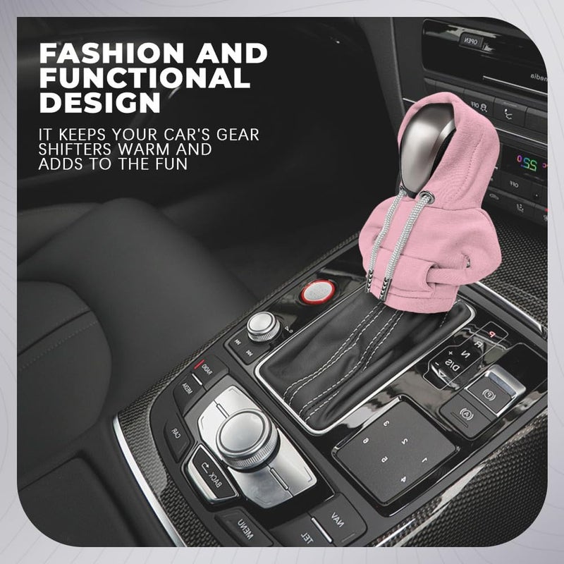 RGOAANC Gear Shift Hoodie, Gear Shift Cover, Fashionable Hoodie Automotive Gear Shift Knob Protector, Car Accessories Mini Sweater Gear Shift Knob Cover for Car Gear Shift Levers (Pink) - Image 3